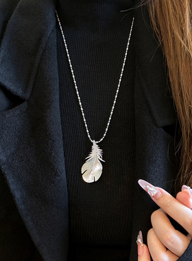 重工手工拉丝羽毛吊坠胸针两用款