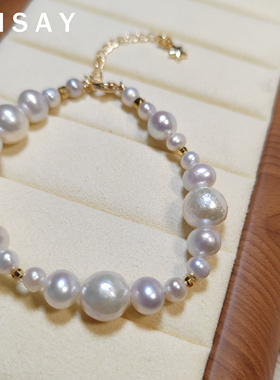 森系繁花花瓣珍珠手链手串异形珍珠手串手饰女落凡仙子2024年新款