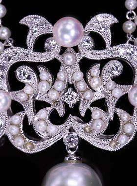 蕾丝复古小米珠柔软细腻钻石项链