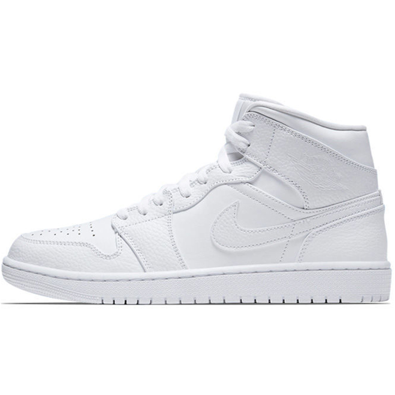 热销 Air Jordan 1 Mid AJ1篮球鞋砂石纯白白蓝橙 554724-131-图0