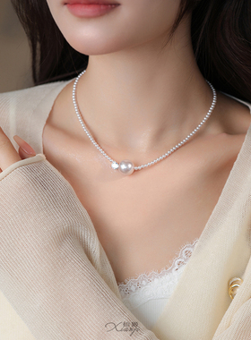 小米珠大气高级大珍珠吊坠项链