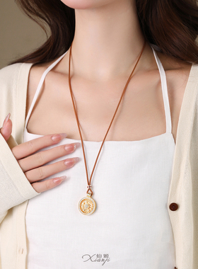 小众艺术感毛衣链长款吊坠项链