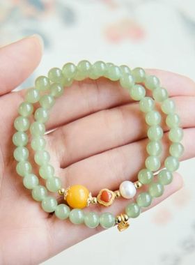 新中式国潮风天然和田玉手链