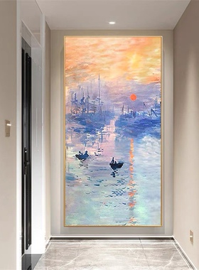 莫奈客厅手绘油画大幅沙发背景墙装饰画餐厅壁画抽象风景挂画日出