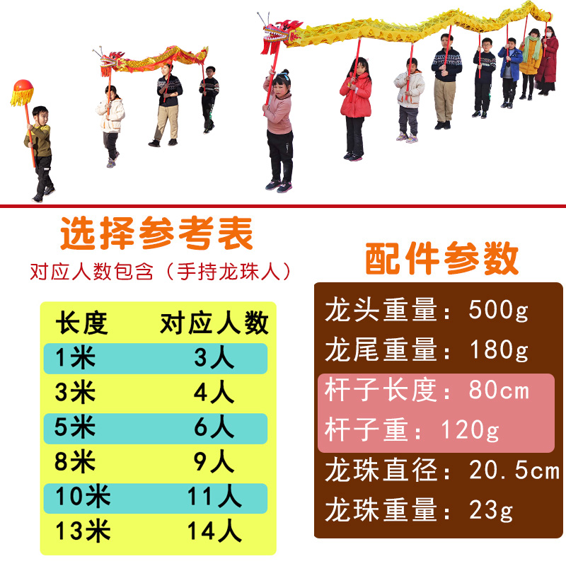 儿童传统舞龙舞狮道具整套舞台表演幼儿园小学生舞龙龙头龙灯 - 图0