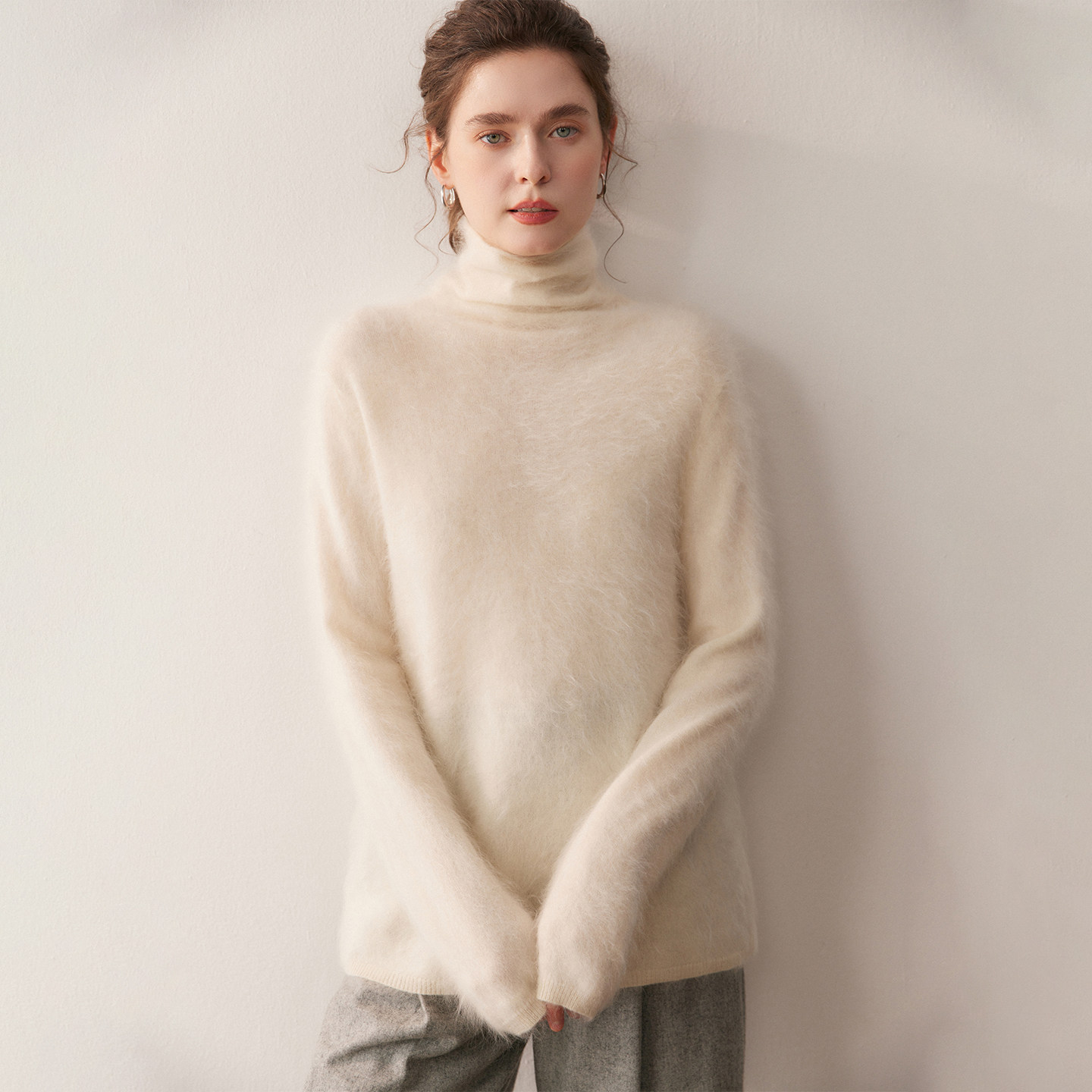 一线成衣堆堆领100%拉绒山羊绒衫女高领套头针织打底衫百搭毛衣冬,淘宝优惠券,粉丝福利购,淘宝优惠卷