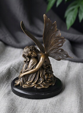 欧式复古铜雕蝴蝶仙子工艺品摆件