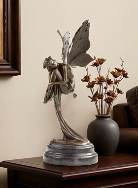 欧式铜雕蝴蝶仙子工艺品桌面摆件