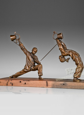 功夫茶摆件鸿鑫雕塑黄铜中式人物