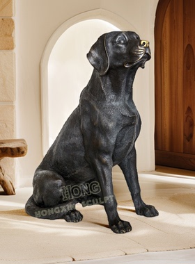 鸿鑫雕塑黄铜动物拉布拉多犬摆件