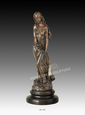 春姑娘摆件鸿鑫雕塑黄铜新中式