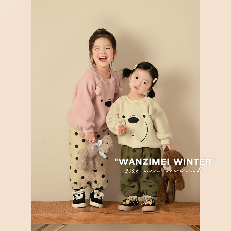 SASA的丸子妹女童装时髦洋气套装秋冬季加绒两色儿童卫衣两件套潮