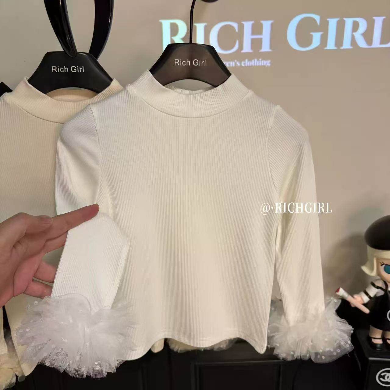 女童长袖T恤打底衣蕾丝花边打底衫2025洋气秋冬百搭时髦加绒上衣,淘宝优惠券,粉丝福利购,淘宝优惠卷