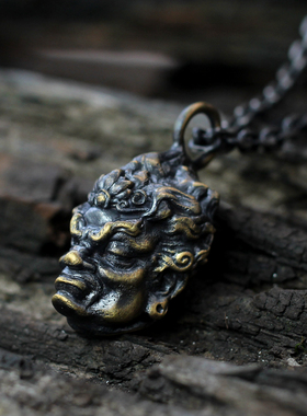 纯银不动明王守护神戒指吊坠