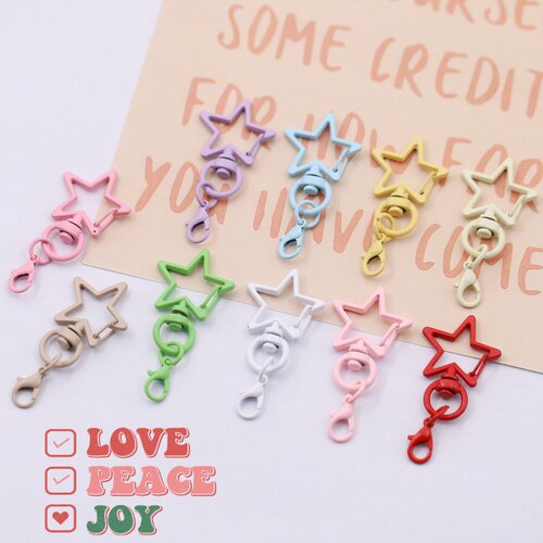 糖果色龙虾扣五角星星星钥匙扣狗扣彩色喷漆门扣挂件拼豆diy配件 - 图1
