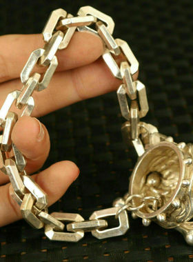 做旧老银苗族银手工雕刻狗头银链手链男女霸气时尚银饰手镯现货