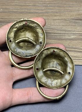 古玩古董收藏仿古真品老物件杂项黄铜门环小号老式门环扣兽头门环