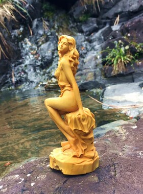 黄杨木雕工艺精品实木雕刻欧式家居艺术装饰美女人物工艺品摆件