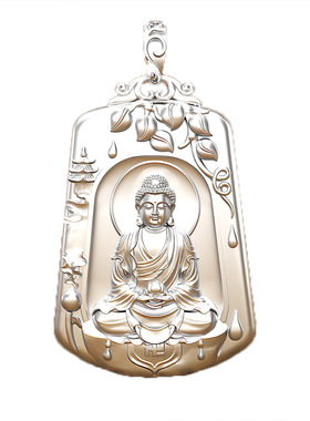 银饰实心本命佛吊坠银鎏金吊坠阿弥陀佛十二生肖佛银牌足银项链男