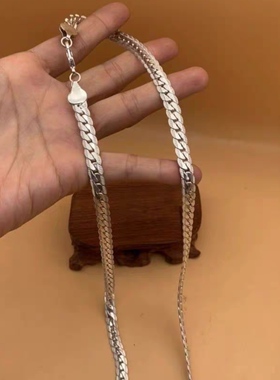 白铜镀银苗族银手工雕刻链子银链项链男女霸气银饰项链吊坠
