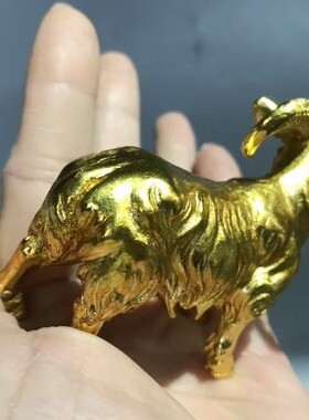 铜雕鎏金小山羊手工小摆件生肖