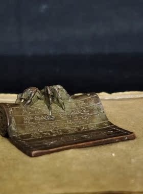 仿古做旧纯铜知书达理摆件笔搁