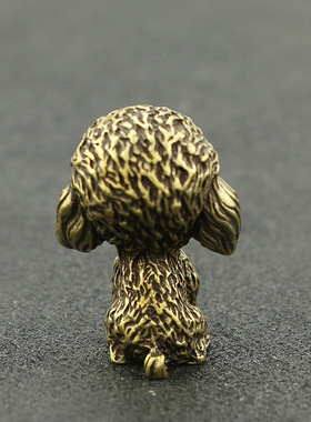 仿古动物贵宾犬小摆件实心黄铜