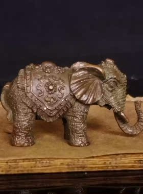 仿古做旧纯铜福象茶宠香插摆饰