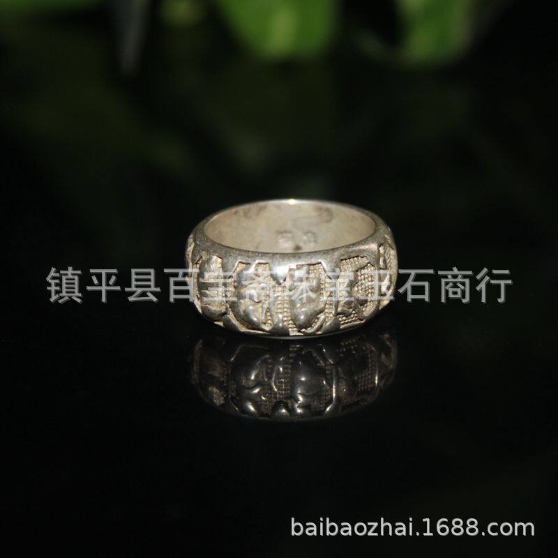 Amazon's hot-selling antique white copper silver-plated twelve zodiac rings, rings, antiques and miscellaneous old white copper men's rings