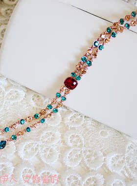 威妮华比拉玫瑰金满天星奢华彩色气质新款毛衣链长项链限量