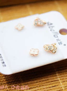 小花饰品玫瑰金色蝴蝶女神款耳环