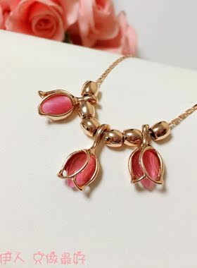 饰品玫瑰金色猫眼石短链