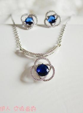 饰品蓝宝石镂空水晶防过敏套链