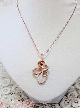 玫瑰金色镂空贝壳蝴蝶水滴锁骨链