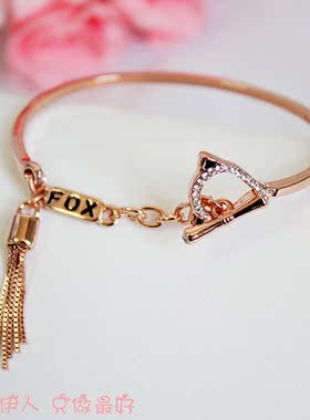 饰品玫瑰金镂空流苏水晶手链