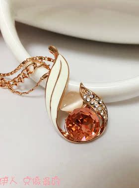 饰品玫瑰金色树叶气质款短链