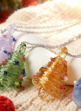 淄博琉璃圣诞项链吊坠手工玻璃饰品高级感小众轻奢配饰小礼物