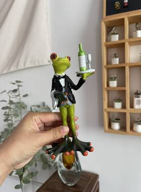跨境北欧风格装饰钱袋美元青蛙摆件创意开店寓意礼物树脂工艺品