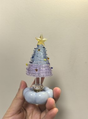 淄博琉璃圣诞树双色拉丝手工diy烧玻璃桌面摆件装饰圣诞节送朋友