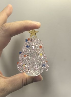 淄博琉璃圣诞树双色拉丝手工diy烧玻璃桌面摆件装饰圣诞节送朋友