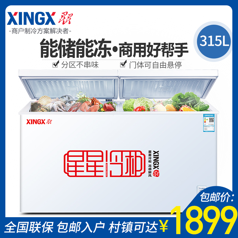 XINGX/星星 BCD-315JE大冰櫃商用 臥式 冷櫃 冷凍冷藏 雙溫節能
