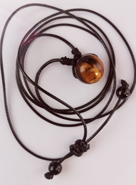 原创中国式古风项链天然12mm红纹玉石水晶手工编织绳女款简约项链