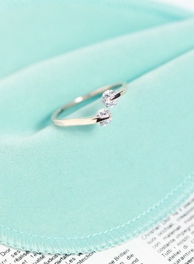 双锆石戒指女开口简约食指环