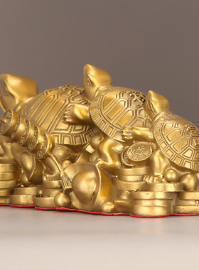 纯铜三代龟风水摆件过大寿送礼