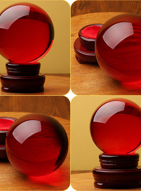 大小号鸿运珠开业鸿运当头红色水晶球百福缸祝福招财摆件聚宝盆