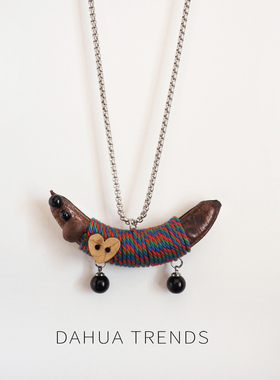 手工不锈钢不掉色小狗长款毛线链