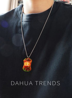 创意仿真烤肠双蛋不锈钢毛衣链