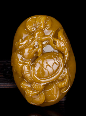 和田玉糖料龙龟手把件