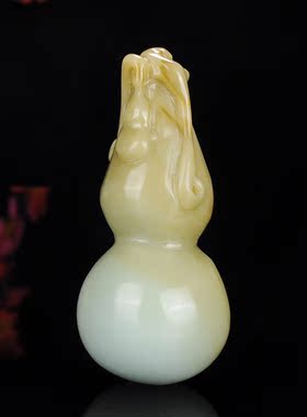 和田玉糖玉籽料葫芦手把件