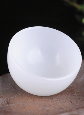 新疆和田玉白玉茶碗茶具摆件玉器